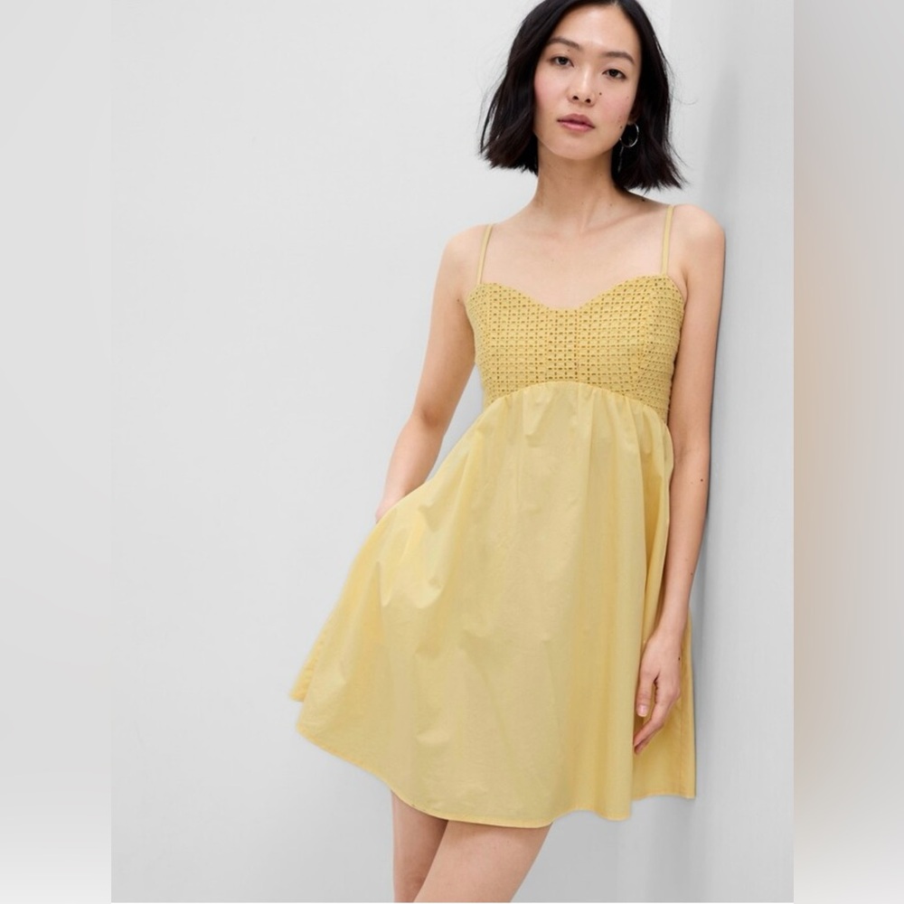 GAP Yellow Mini Eyelet Dress Size L Tall